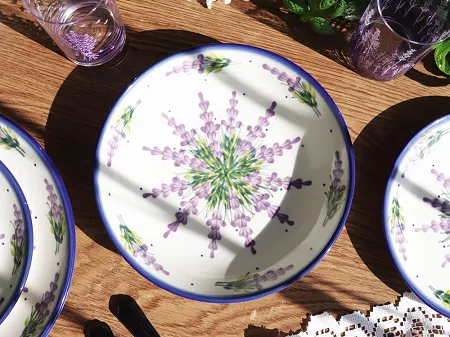 Talerz głęboki 21 cm Bolesławiec - Lawendowy Zakątek