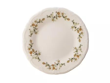 Talerz deserowy 20,5 cm Bon Bistro - Retro Brown Flowers ecru