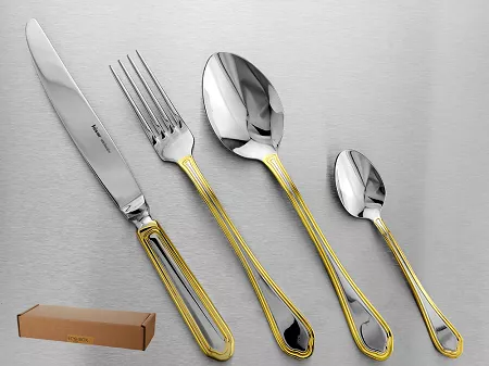 Komplet sztućców 24 cz. na 6 osób Hisar - Florence Gold (3.0/2.5 mm) złocone
