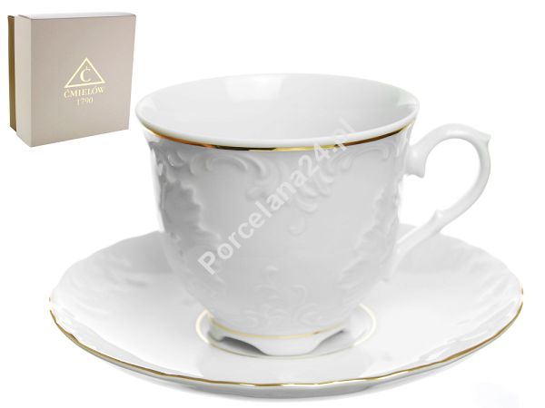 Filiżanka ze spodkiem 0,25 L / 15,7 cm Ćmielów - Rococo 3604 ZŁOTA LINIA Gift Box Filiżanka ze spodkiem 0,25 L / 15,7 cm Ćmielów - Rococo 3604 ZŁOTA LINIA Gift Box