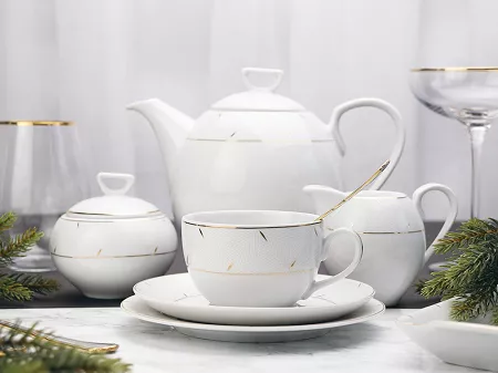 Garnitur do kawy na 6 osób (22 el.) Chodzież- Yvonne G896 Kropla Złota