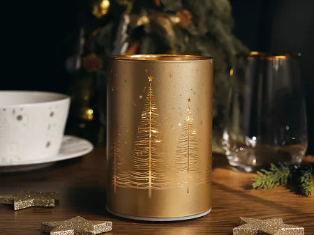 Szklana latarnia LED z timerem (12 cm) Altom Design - Gwiazdki Złota 07.LAT.1623