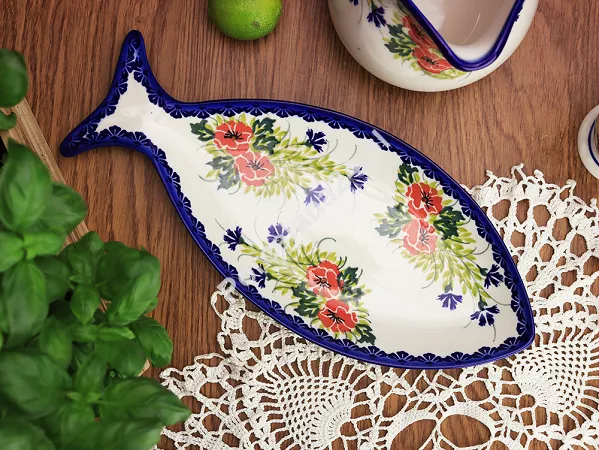 Półmisek do ryb 37 cm Bolesławiec - Maki Smolińskiej gat. I Półmisek do ryb 37 cm Bolesławiec - Maki Smolińskiej gat. I