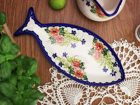 Półmisek do ryb 37 cm Bolesławiec - Maki Smolińskiej gat. I