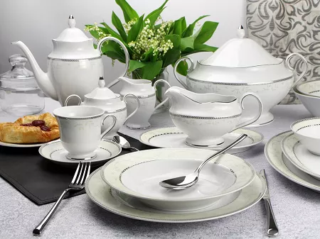 Serwis obiadowo - kawowy na 12 osób (83el) Ćmielów - Astra B601 MARZENIE PLATYNOWE