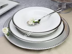 Komplet talerzy na 6 osób (18 el.) Bogucice - Cleopatra Platin Plus 1174