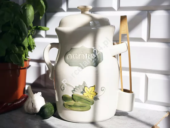 Beczka z kamionki ze szczypcami 3,5 L Bella Fiore - Kremowa 1TR.BECZ.45578 Beczka z kamionki ze szczypcami 3,5 L Bella Fiore - Kremowa 1TR.BECZ.45578