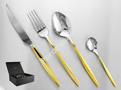 Komplet sztućców 65 cz. na 12 osób Hisar - Mercury Gold (4.0/3.0mm) złocone