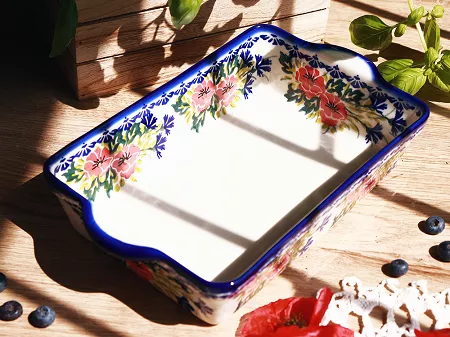 Naczynie do zapiekania 29 cm prostokątne Bolesławiec - Maki Smolińskiej gat. I
