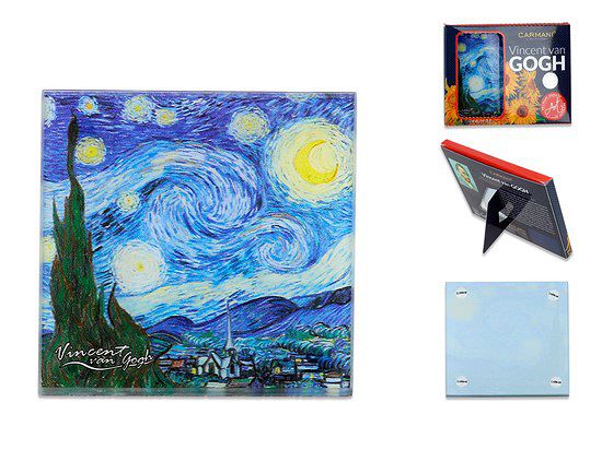 Szklana podkładka 10,5x10,5 cm Carmani - Vincent van Gogh Gwiaździsta noc 195-0105 Szklana podkładka 10,5x10,5 cm Carmani - Vincent van Gogh Gwiaździsta noc 195-0105