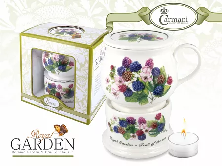 Kubek 0,4 L z pokrywką i podgrzewaczem Carmani -  Royal Garden Jeżyna 33. 015-0022