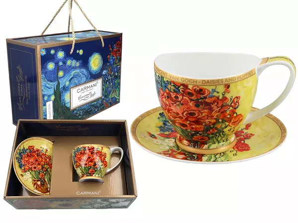 Filiżanka ze spodkiem 0,35 L Carmani - Vincent van Gogh, Czerwone maki i stokrotki 33.830-1005 Filiżanka ze spodkiem 0,35 L Carmani - Vincent van Gogh, Czerwone maki i stokrotki 33.830-1005