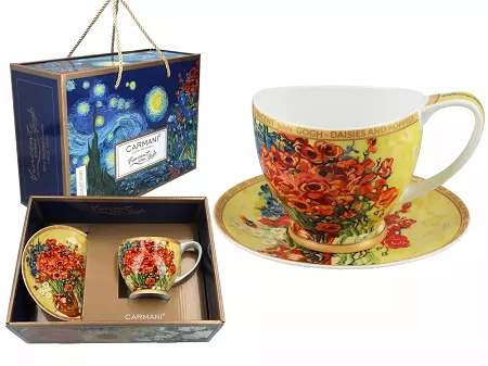 Filiżanka ze spodkiem 0,35 L Carmani - Vincent van Gogh, Czerwone maki i stokrotki 33.830-1005