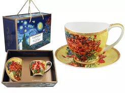 Filiżanka ze spodkiem 0,35 L Carmani - Vincent van Gogh, Czerwone maki i stokrotki 33.830-1005