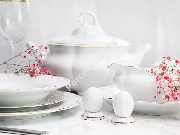 Serwis obiadowy na 12 osób (43 el) Ćmielów - Bolero 3604 Złota Linia Serwis obiadowy na 12 osób (43 el) Ćmielów - Bolero 3604 Złota Linia