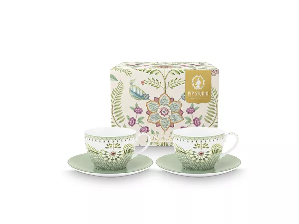 Komplet 2 filiżanek ze spodkiem 0,3 L Pip Studio - Lily & Lotus Light Green 51.L&LLG.004.204 Komplet 2 filiżanek ze spodkiem 0,3 L Pip Studio - Lily & Lotus Light Green 51.L&LLG.004.204