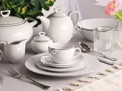 Serwis obiadowo - kawowy na 12 osób (82el.) Chodzież - Yvonne 9718 PLATYNOWA LINIA
