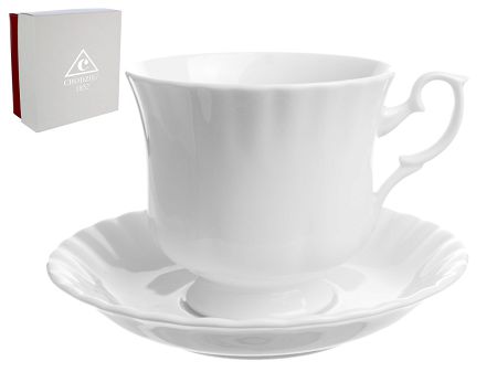 Filiżanka ze spodkiem 0,22 L / 14,5 cm (prosta) Chodzież - Iwona C000 BIAŁA IWONA Gift Box