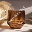 Świecznik szklany prążkowany 7 cm x 7 cm x 8 cm Altom Design - Brązowy 07.SW.1628