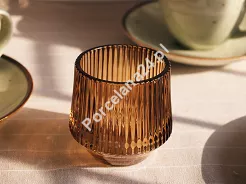 Świecznik szklany prążkowany 7 cm x 7 cm x 8 cm Altom Design - Brązowy 07.SW.1628