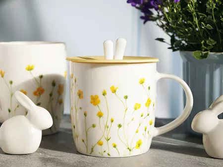 Kubek z pokrywką silikonową 0,36 L Altom Design - Kaczeńce 07.KB.2991