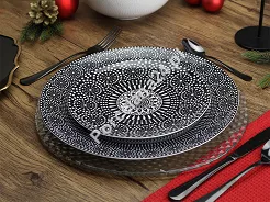 Komplet talerzy na 6 osób (18el) Bogucice - Iva Black 1042