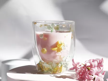 Szklanka termiczna z podwójną ścianką 0,3 L Ecarla - Hortensja Geo Soft 20.SZK88