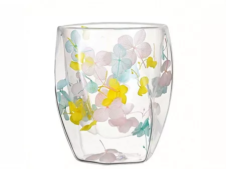 Szklanka termiczna z podwójną ścianką 0,3 L Ecarla - Hortensja Geo Soft 20.SZK88