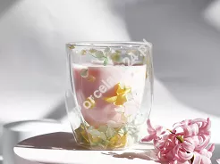 Szklanka termiczna z podwójną ścianką 0,3 L Ecarla - Hortensja Geo Soft 20.SZK88