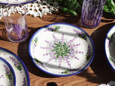 Talerz deserowy 17 cm Bolesławiec - Lawendowy Zakątek