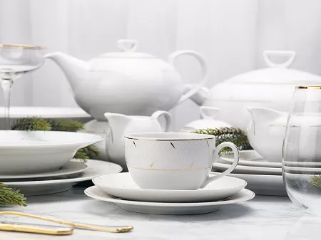 Serwis obiadowo - herbaciany na 6 osób (48 el) Chodzież- Yvonne G896 Kropla Złota