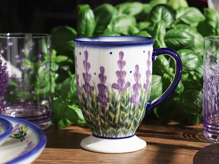 Kubek na stopce 0,3 L Bolesławiec - Lawendowy Zakątek