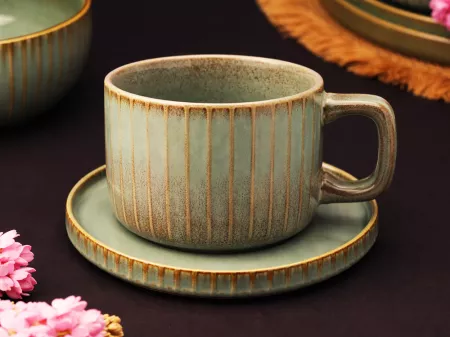 Filiżanka ze spodkiem 0,22 L/ 14 cm Altom Design - Reactive Sage 07.RSA.FS22