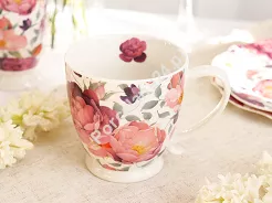 Kubek na stopce  0,51 L Duo - Spring roses white 15.SPR-W.K51