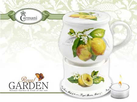 Kubek 0,4 L z pokrywką i podgrzewaczem Carmani -  Royal Garden Cytryna 33.015-0011