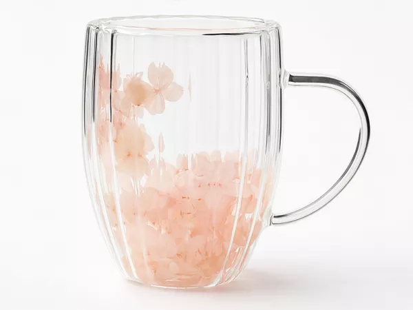 Szklanka termiczna ryflowana z podwójną ścianką 0,3 L Ecarla - Hortensja Bloom Peach 20.SZK157 Szklanka termiczna ryflowana z podwójną ścianką 0,3 L Ecarla - Hortensja Bloom Peach 20.SZK157