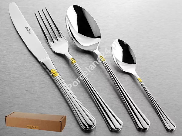 Komplet sztućców 24 cz. na 6 osób Pintinox 1929 - Bernini (3.0 mm) złocone 23.BERG.K24 Komplet sztućców 24 cz. na 6 osób Pintinox 1929 - Bernini (3.0 mm) złocone 23.BERG.K24
