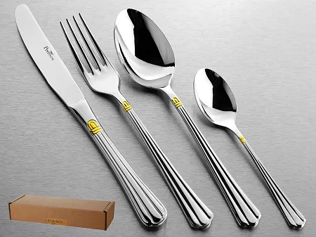 Komplet sztućców 24 cz. na 6 osób Pintinox 1929 - Bernini (3.0 mm) złocone 23.BERG.K24