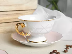 Filiżanka ze spodkiem 0,18 L / 14 cm Ćmielów - Alaska Circus Pink G911 GIFT BOX