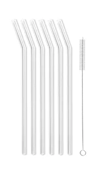 Kpl. słomek / rurek szklanych zakrzywionych 23 cm (6 szt.) Vialli Design - Transparentne 1K.SŁO.6629
