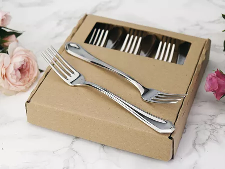 Komplet 6 widelczyków do ciasta 17,5 cm Hisar - Riva wysoki połysk GIFT BOX