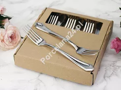 Komplet 6 widelczyków do ciasta 17,5 cm Hisar - Riva wysoki połysk GIFT BOX