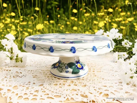 Patera na nodze 27 cm Bolesławiec - Kwiaty Kuleszy