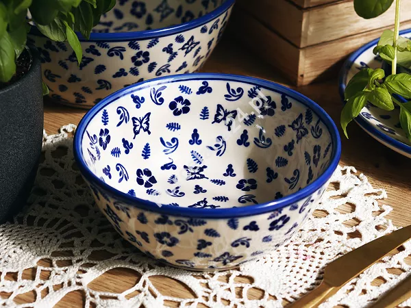 Salaterka 15 cm Bolesławiec - Niebieskie Motyle gat. I Salaterka 15 cm Bolesławiec - Niebieskie Motyle gat. I