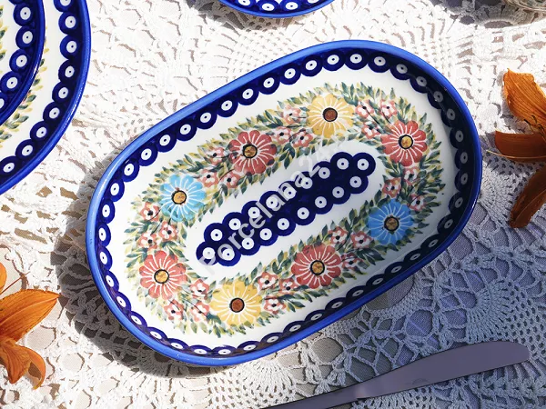 Półmisek owalny 28 cm Bolesławiec - Rajska Łąka gat. I Półmisek owalny 28 cm Bolesławiec - Rajska Łąka gat. I