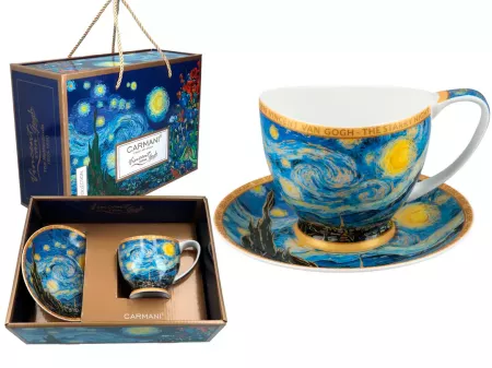 Filiżanka ze spodkiem 0,35 L Carmani - Vincent van Gogh - Gwiaździsta Noc 33.830-1001