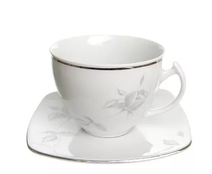 Komplet filiżanek ze spodkiem 0,25 L / 14,5 cm (12el) Chodzież - Akcent E758 SZARA RÓŻA