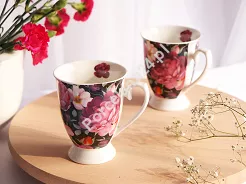 Komplet 2 kubków 0,34 L Duo -  Spring roses black 15.SPR-B.K2K