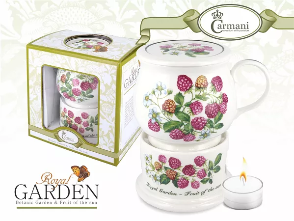 Kubek 0,4 L z pokrywką i podgrzewaczem Carmani -  Royal Garden Malina 33. 015-0025 Kubek 0,4 L z pokrywką i podgrzewaczem Carmani -  Royal Garden Malina 33. 015-0025