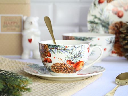 Filiżanka ze spodkiem NBC 0,20 L Altom Design - Cranberry w opasce 07.CHR.1208